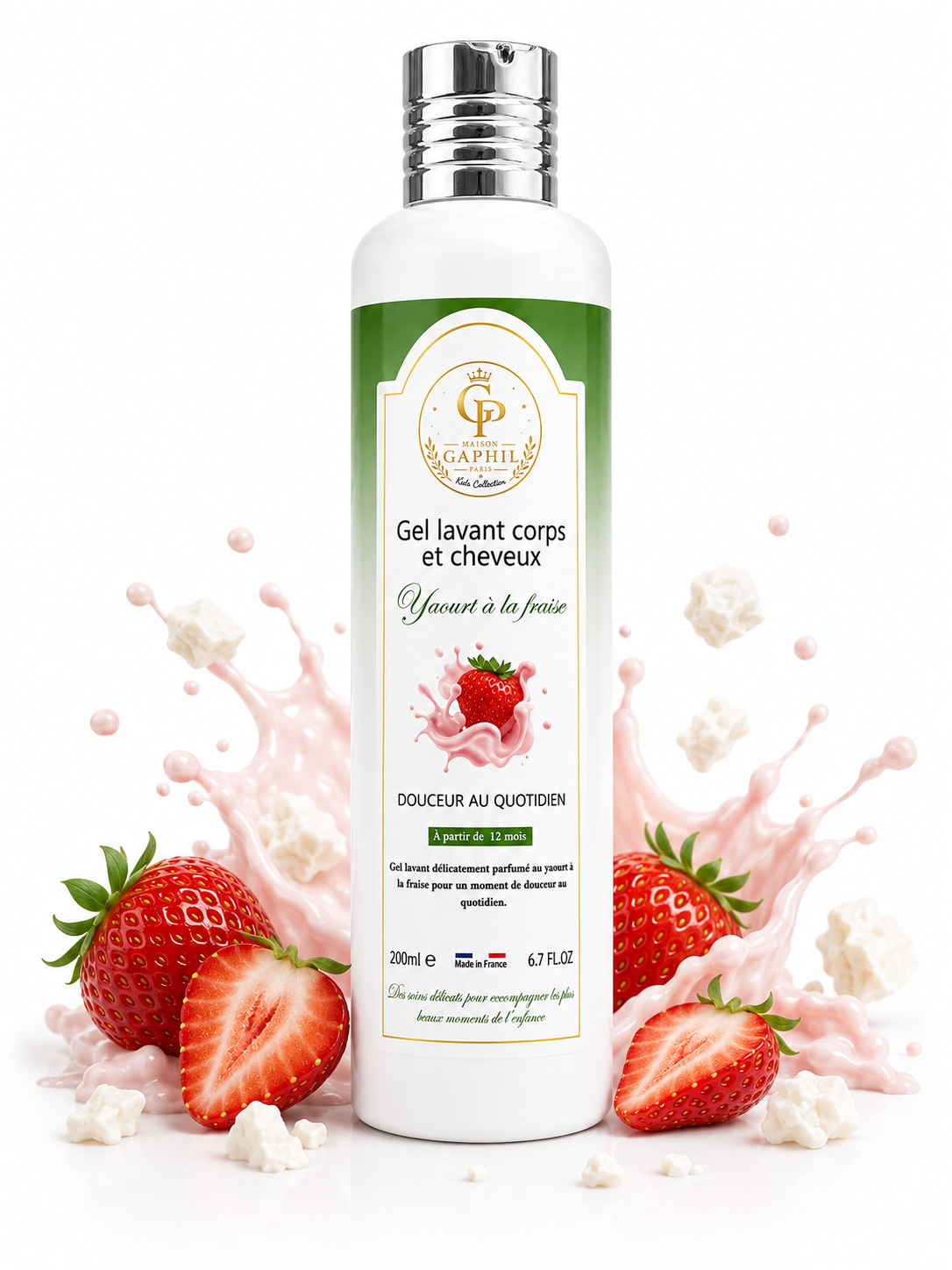 GEL LAVANT CORPS ET CHEVEUX YAOURT À LA FRAISE